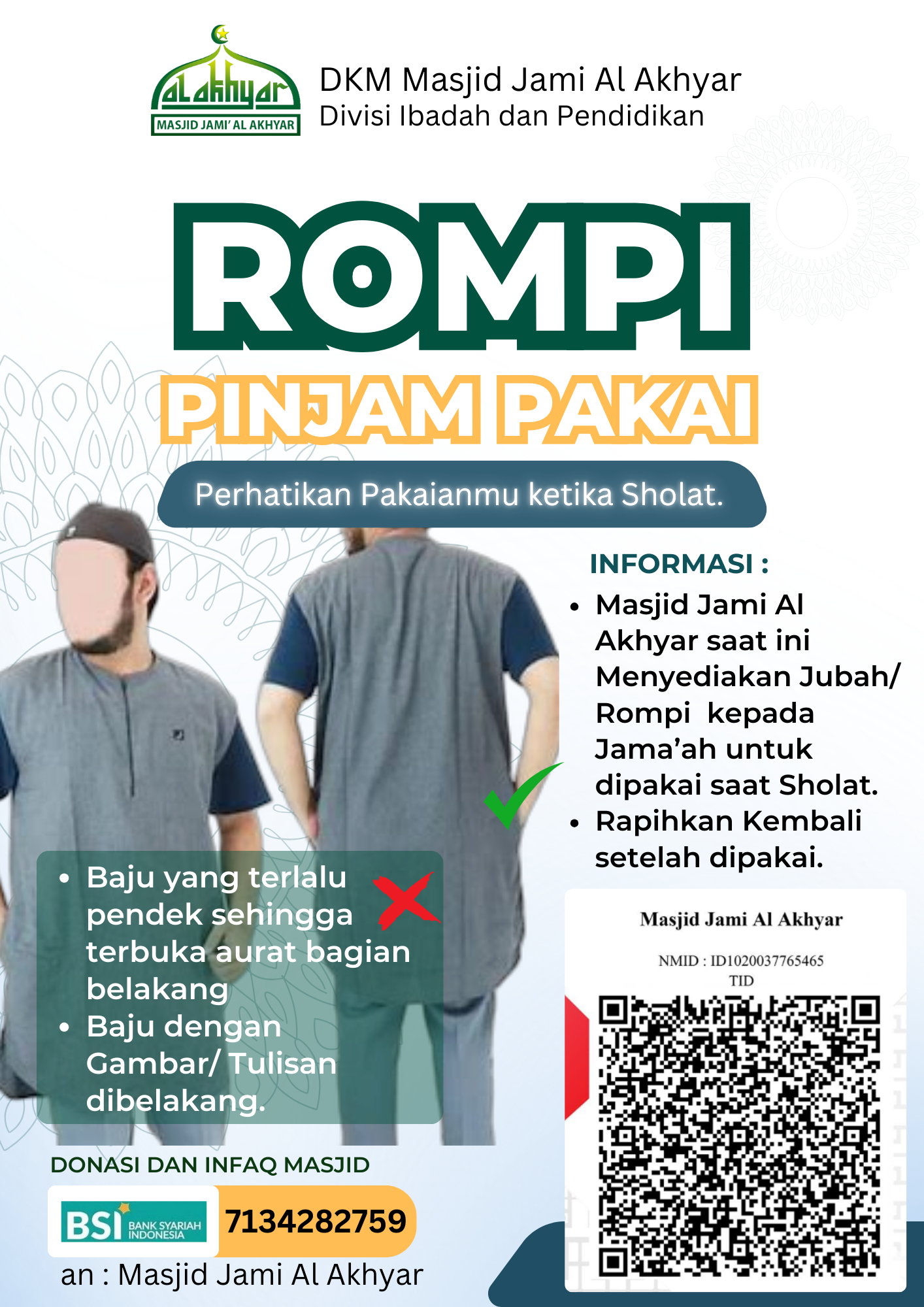 Fasilitas Rompi/Jubah Pinjam Pakai